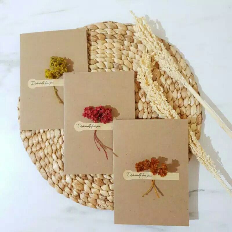 Greeting card / Kartu ucapan kosong terimakasih - thanks (bunga kering dried flower)