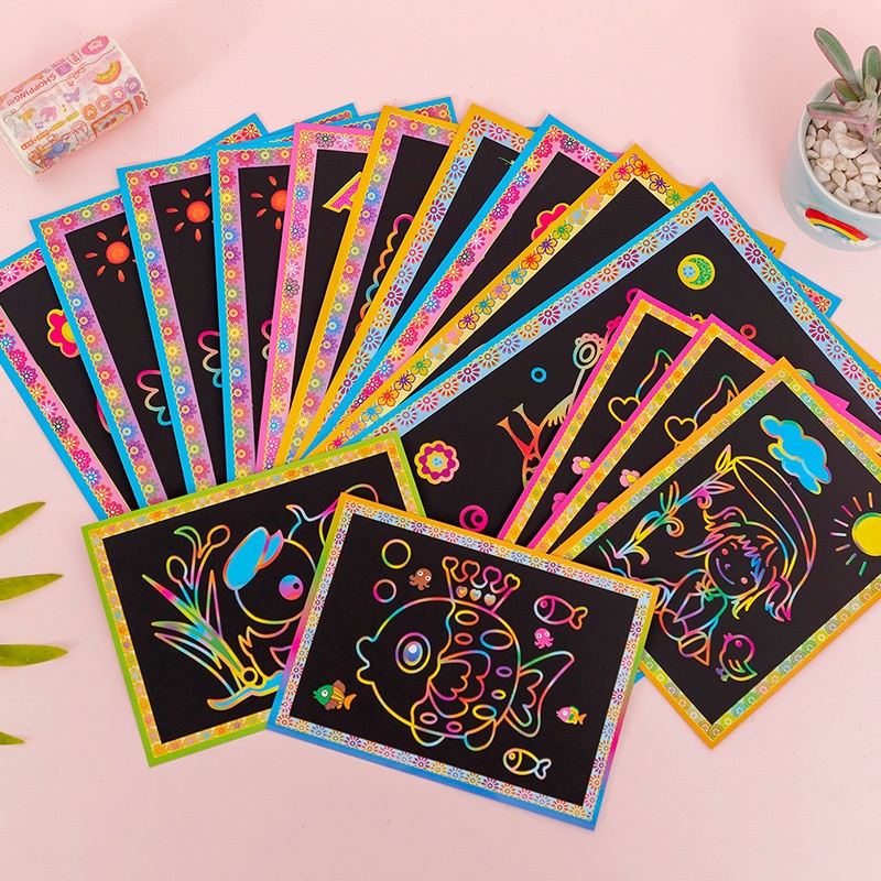 Magic scratch color - Kertas gambar gosok - Mewarnai anak magic scratch