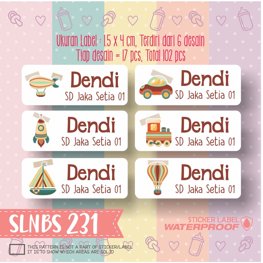 

stiker label nama anak kartun sticker anti air bunga tanaman SLNBS 231