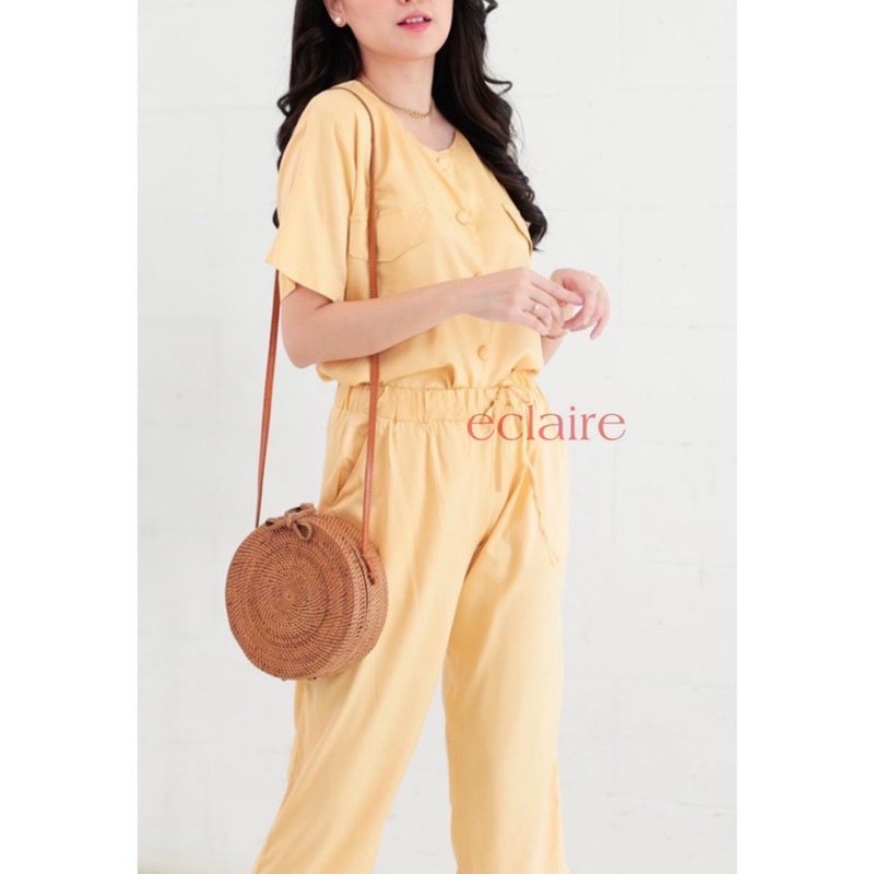 ECLAIRE - Culote Set Rayon Korean Button