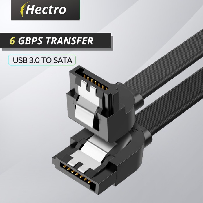 HECTRO Kabel SATA 3.0 SATA III 6Gbps Sudut Kanan 90 Derajat Bentuk L