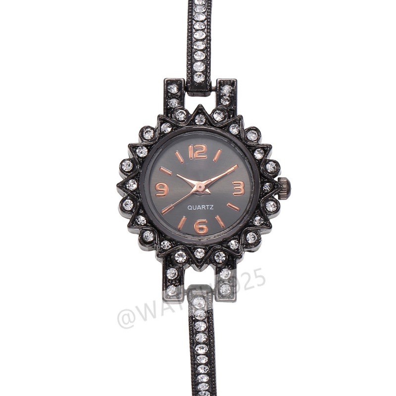 JAM TANGAN WANITA  ANALOG IMPORT MURAH HARGA GROSIR RANTAI CRYSTAL KRISTAL Fashion WATCH W168