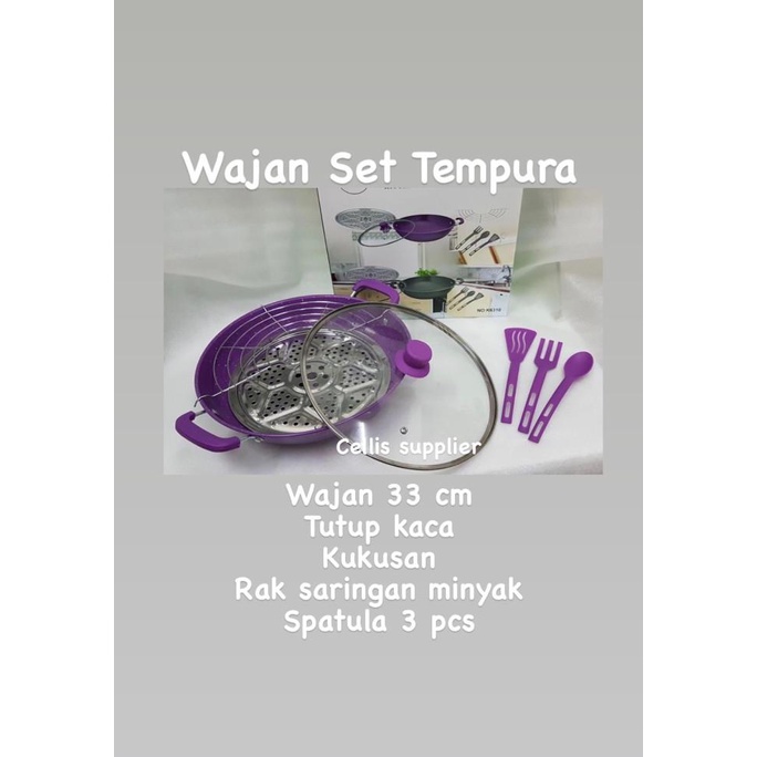 Wajan Set Tempura - Rak goreng Tempura , Kukusan, spata