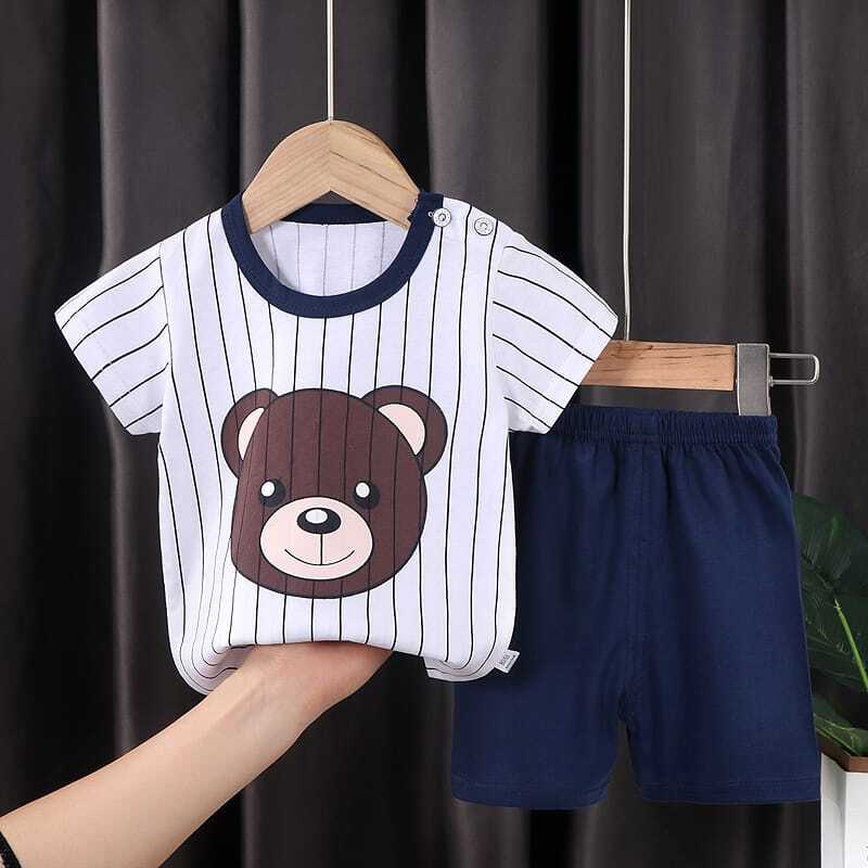 ( Mia ) Baju Anak Setelan Lengan Pendek Usia 0-6 Tahun, Baju Jumper Pendek Kaos + Celana Model PDK001-007