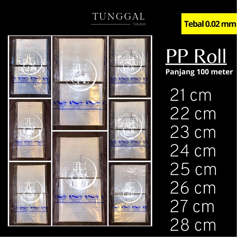 Plastik PP Roll Cap Jet - panjang 100 meter, tebal 0.02 mm. plastik transparan bening; plastik roll 