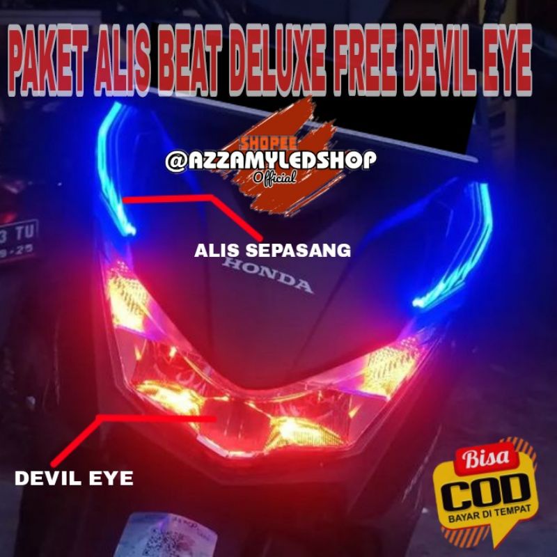 Paket lengkap LED DRL  alis lampu alis Honda BEAT DELUXE free 2 biji demon eye devil eye kualitas grade A super terang