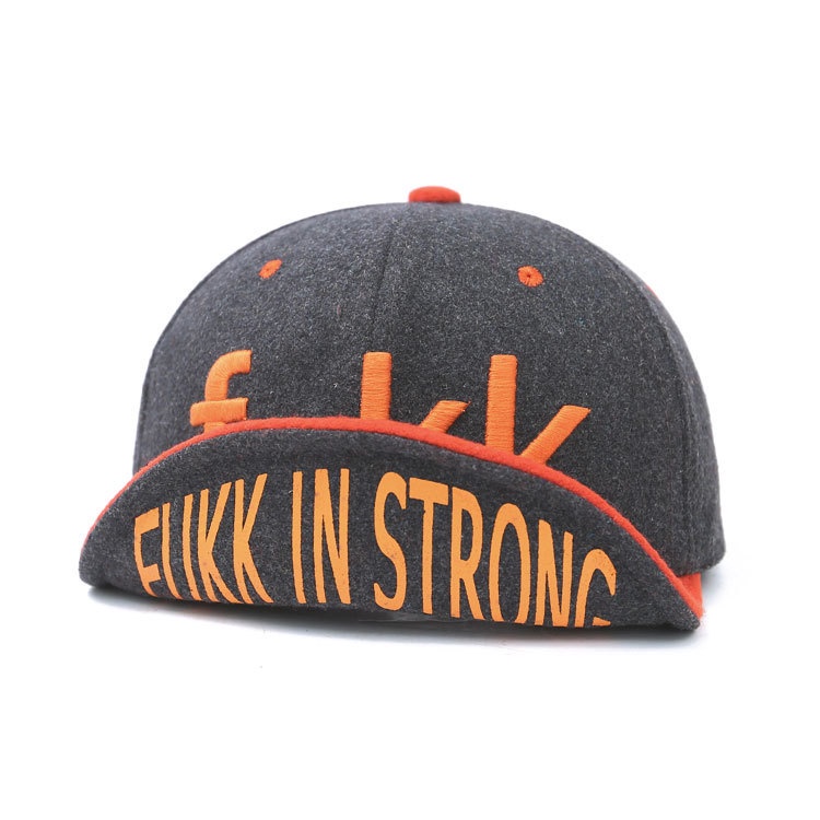 Fkk Topi Baseball Wol Felt Motif Bordir Ukuran Besar Untuk Pria / Wanita