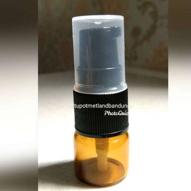 Botol 3 ml kaca coklat tipis pump hitam