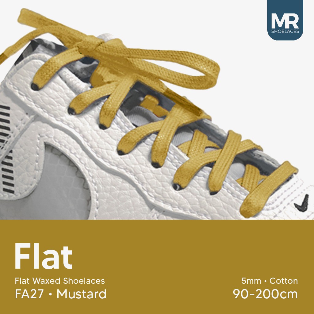 MR Shoelaces FA27 Mustard- Tali Sepatu Lilin 5mm Gepeng Flat Pipih (Waxed Laces) 90cm 100cm 120cm 150cm