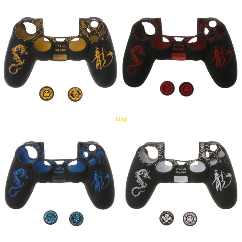 Btsg Case Silikon Motif Karakter Cina + Tutup Joystick Untuk Controller Ps4