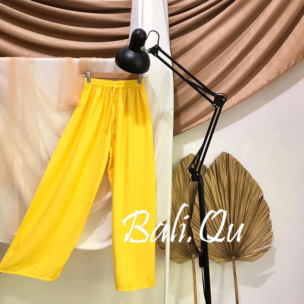 Basic Kulot Panjang Rayon Motif Bali-KUNING