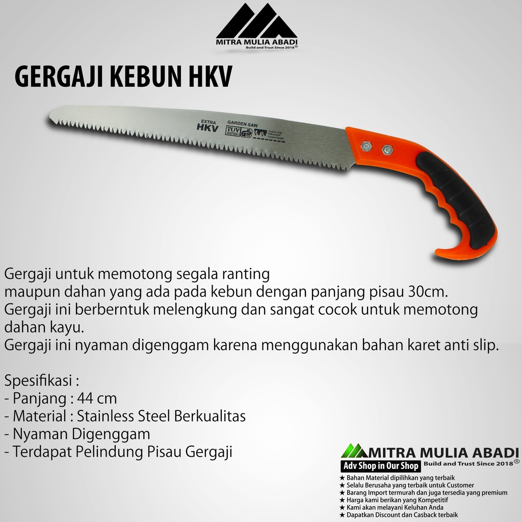 Gergaji Dahan Kebun HKV + Sarung / Garden Saw 44 CM