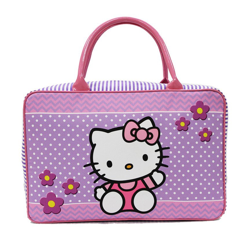 Tas Travel Kanvas Bag Anak Motif Kucing Flower Bahan Kanvas - Tas jinjing - Tas Baju Anak