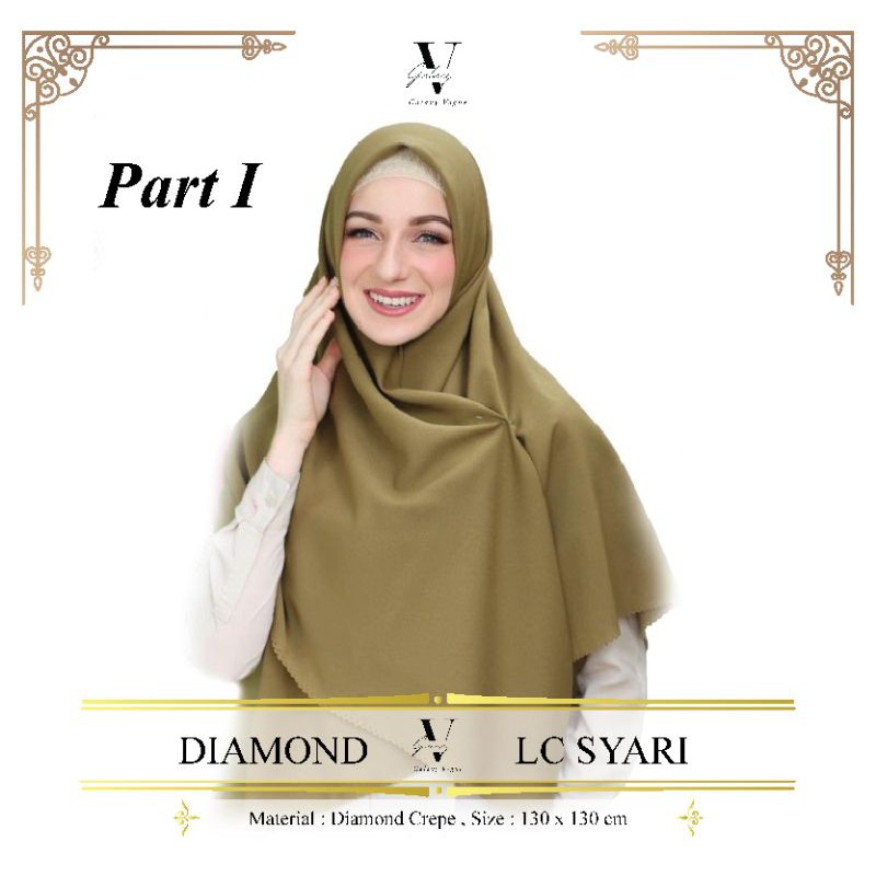 (130x130 cm) AZARA DIAMOND SYARI Lasercut Segi Empat Polos Hijab Jumbo Part I