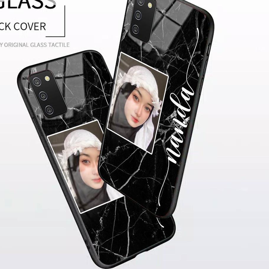 Terlaris (Custom Nama Plus Foto Bebas) Bahan SoftCase Glass Kaca For Oppo Vivo Realme Xiaomi Infinix