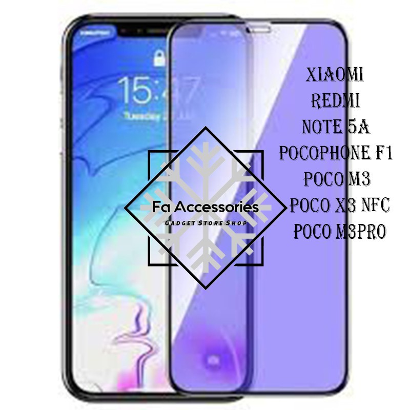 Tempered Glass Bluray Anti Blue Light Full 99D Xiaomi redmi note 5a POCO f1 POCO M3 M3PRO M4 M5 M5S S X3 NFC PRO 5G