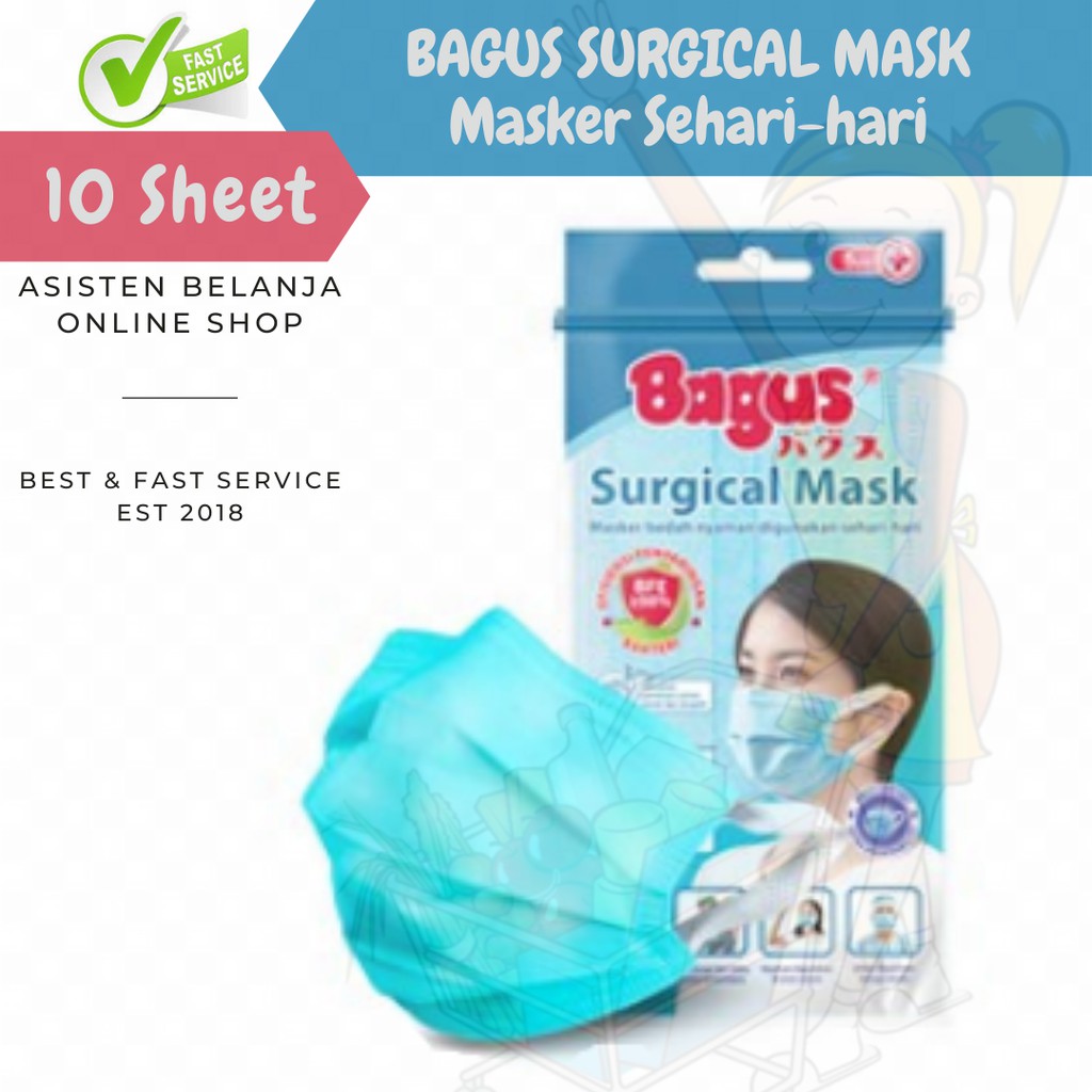 1pak Isi 5 pcs / 10 pcs Masker BAGUS Surgical Mask Medis Bedah Muka Wajah Dewasa 3Ply 3 ply 3 lapis