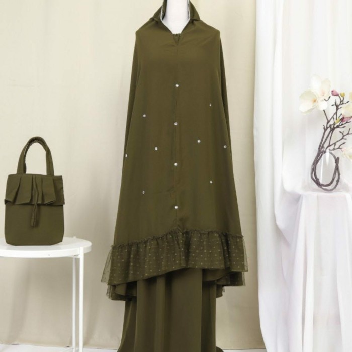 mukena dalanova De Paris Size Jumbo / Mukena Jumbo Dalanova - Olive