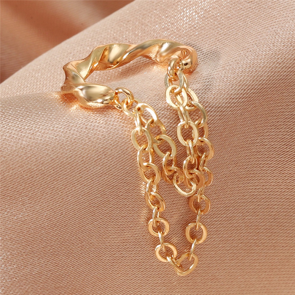 Anting Tindik Palsu Model Rantai Rumbai Gaya Vintage Punk Rock Untuk Hadiah