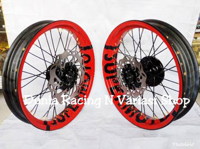 Velg Supermoto KLX 150 - DTracker 150 300 350 17 Custome Tulisan Supermoto paketan sama rakit