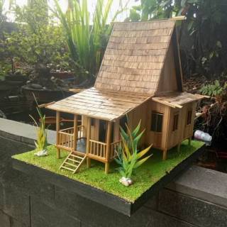 Prakarya Miniatur  Rumah Adat  Indonesia  dari Stik Es Krim 