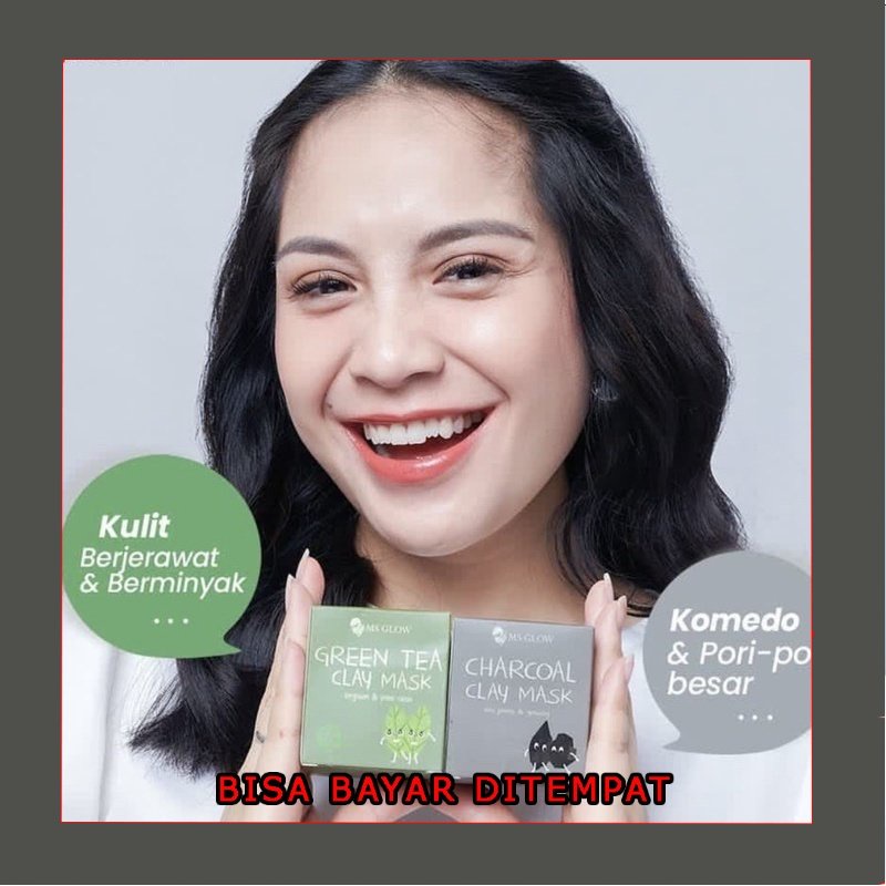 MS GLOW CLAY MASK BISA COD / masker wajah bpom untuk jerawat dan bikin glowing / masker wajah pria /