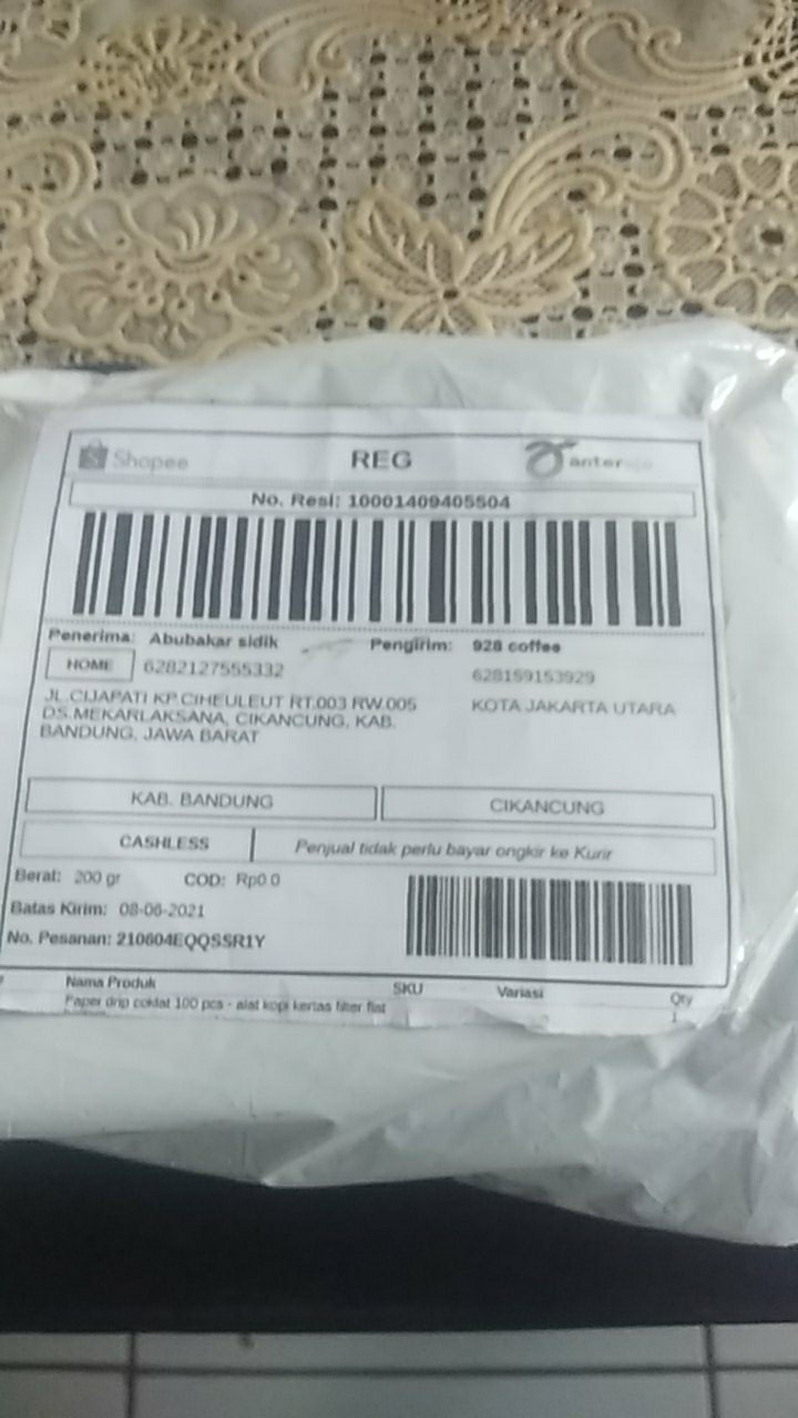 Paper Drip Coklat 100 Pcs - Alat Kopi Kertas Filter Flat Bottom