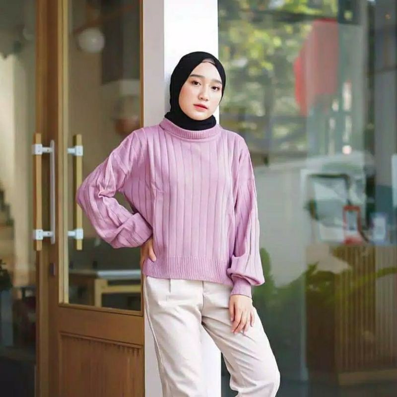 DISCON !!! JOVANCA RAJUT OVERSIZE / TURTLENECK KNITWEAR ARSYILLA PUFFY / RAJUT ATSAN WANITA (JLURBSA