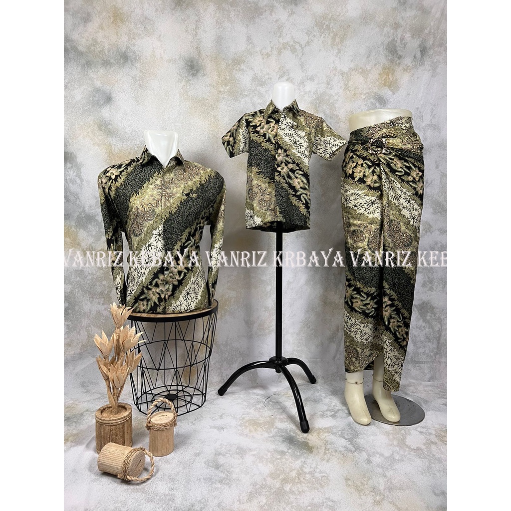 Vanriz Kebaya-Kemeja Batik Pria Lengan Panjang Couple Anak Dan Rok Lilit