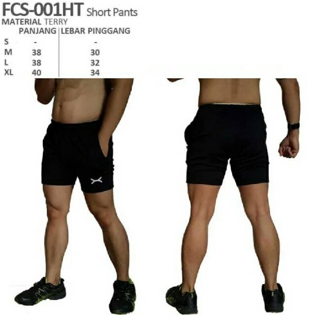 FCS-001HT Celana pendek sport fitness Flex hitam