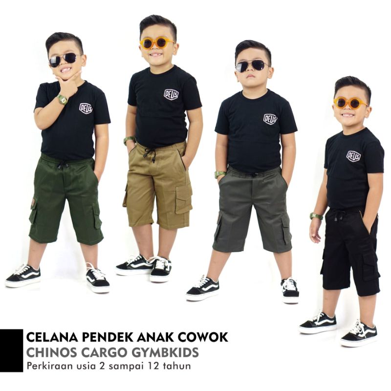 Gymbkids 2-12Tahun Celana Pendek Cargo Anak Laki Cowok Short Pants Celpen Chino Katun Chinos