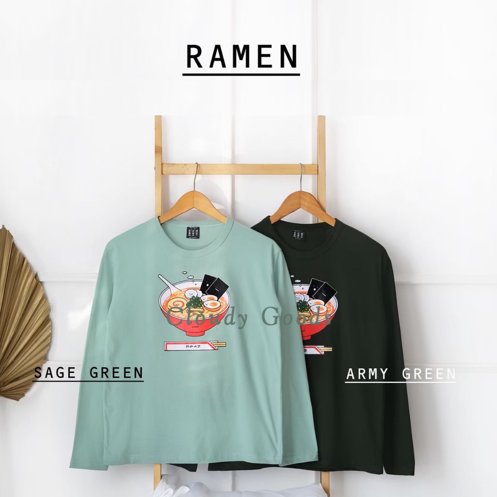 KAOS KATUN WANITA & PRIA - RAMEN (SAGE GREEN & ARMY EDITION)