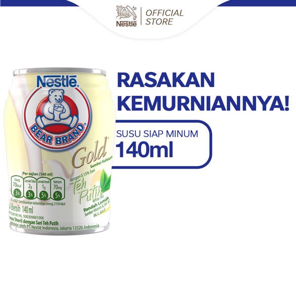 

BEAR BRAND Susu Kaleng White Tea Susu Steril 140 ml - susu beruang - susu sehat - susu steril - susu kaleng