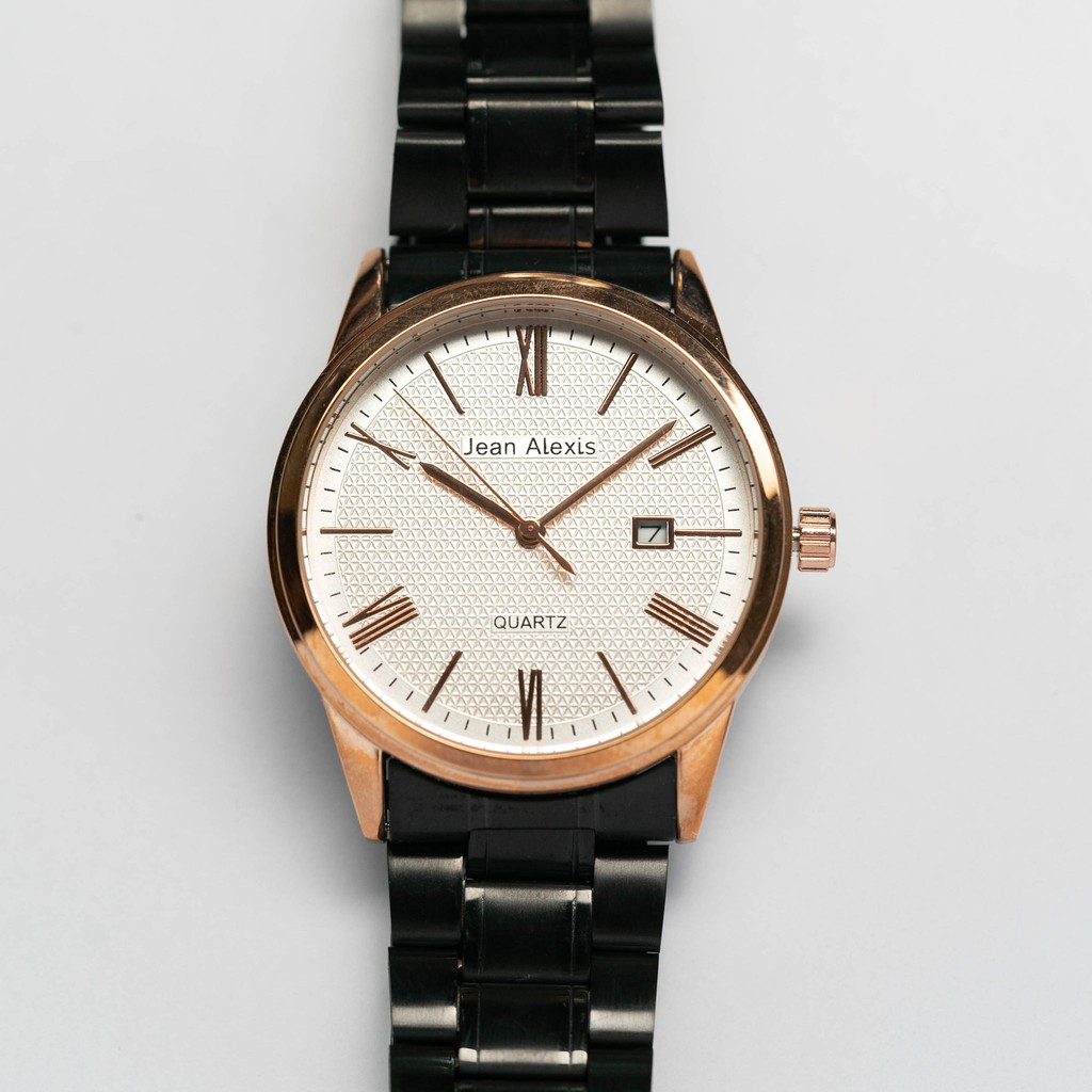 Jam Tangan Rantai Pria Cowok Anti Air Jean Alexis FELMAN GHST JA110 - Prestige Edition - White Dial 