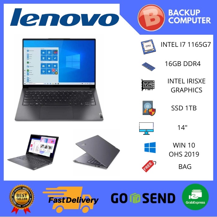 LENOVO YOGA SLIM 7i 14 EVO I7 1165G7 16GB 1TBSSD IRISXE W10+OHS 14.0FHD BLIT 2YR+ADP GRY -B0ID