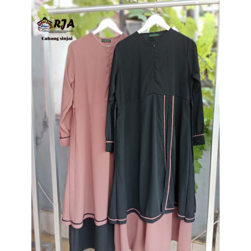 Gamis wanita polos kombinasi wolpeach