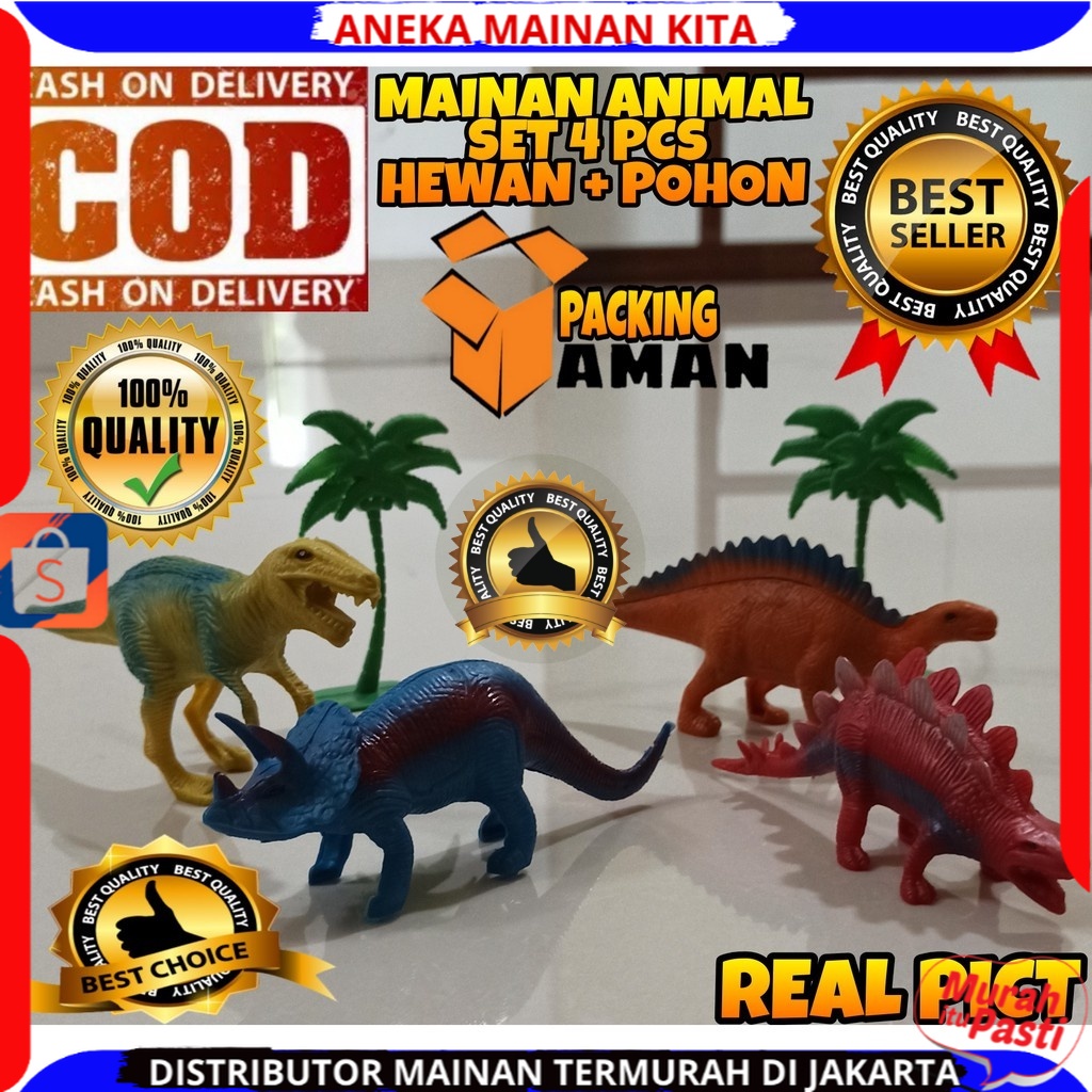 Mainan Anak 4Pcs Hewan Mainan Binatang Liar Buas Wild Animal Jurassicc Miniatur Dinosaurus