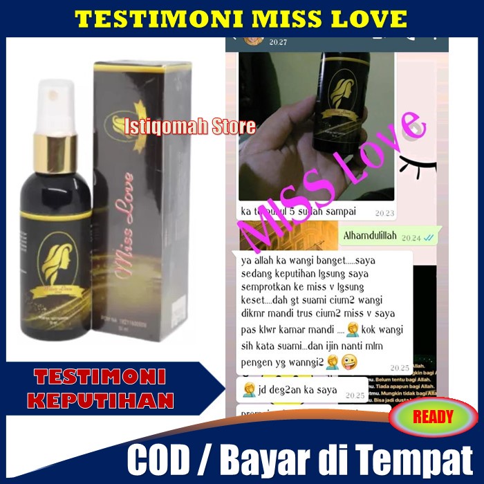 PROMO COD - Miss Love Spray Obat 100% Herbal Manjakani Kembali Perawan Perapat Perawatan Pengharum Penghilang Keputihan Gatal dan Bau Miss V Kewanitaan BPOM / Promil / Kista / Myom / Miom - AMAN Sudah BPOM - PRIVASI AMAN