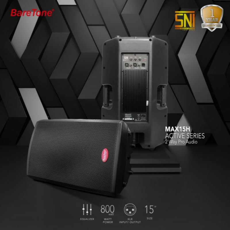 Speaker Aktif BareTone MAX15H Type 15 Inch SEPASANG 1600 WATT ORIGINAL BARETONE