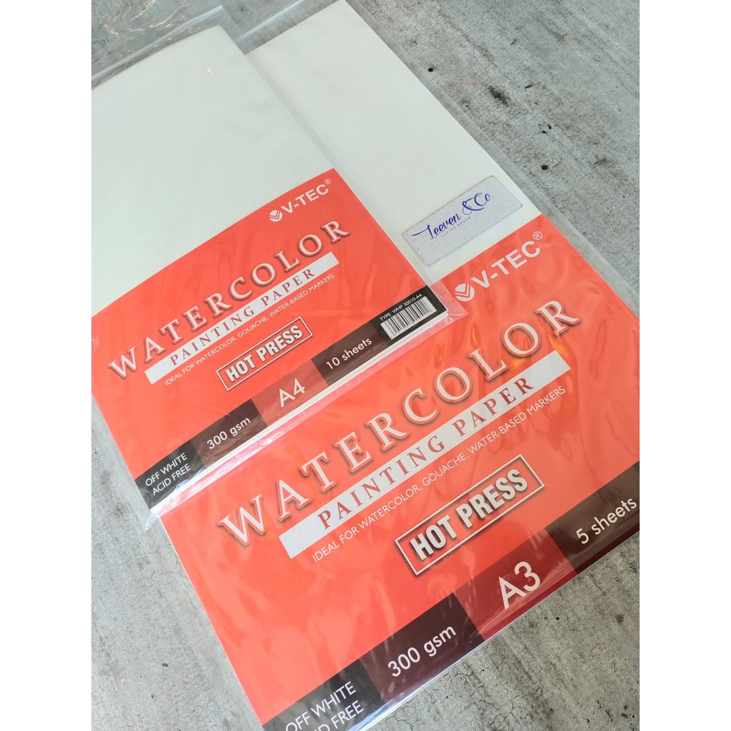 

V-TEC WATERCOLOUR PAPER HOT PRESS A3/A4 300gsm
