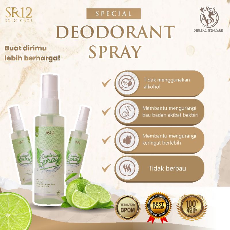 BEST SELLER Deodorant Spray SR 12 Herbal Ampuh Atasi Bau Badan Keringat Berlebih Mencerahkan Ketiak BPOM 60 ml