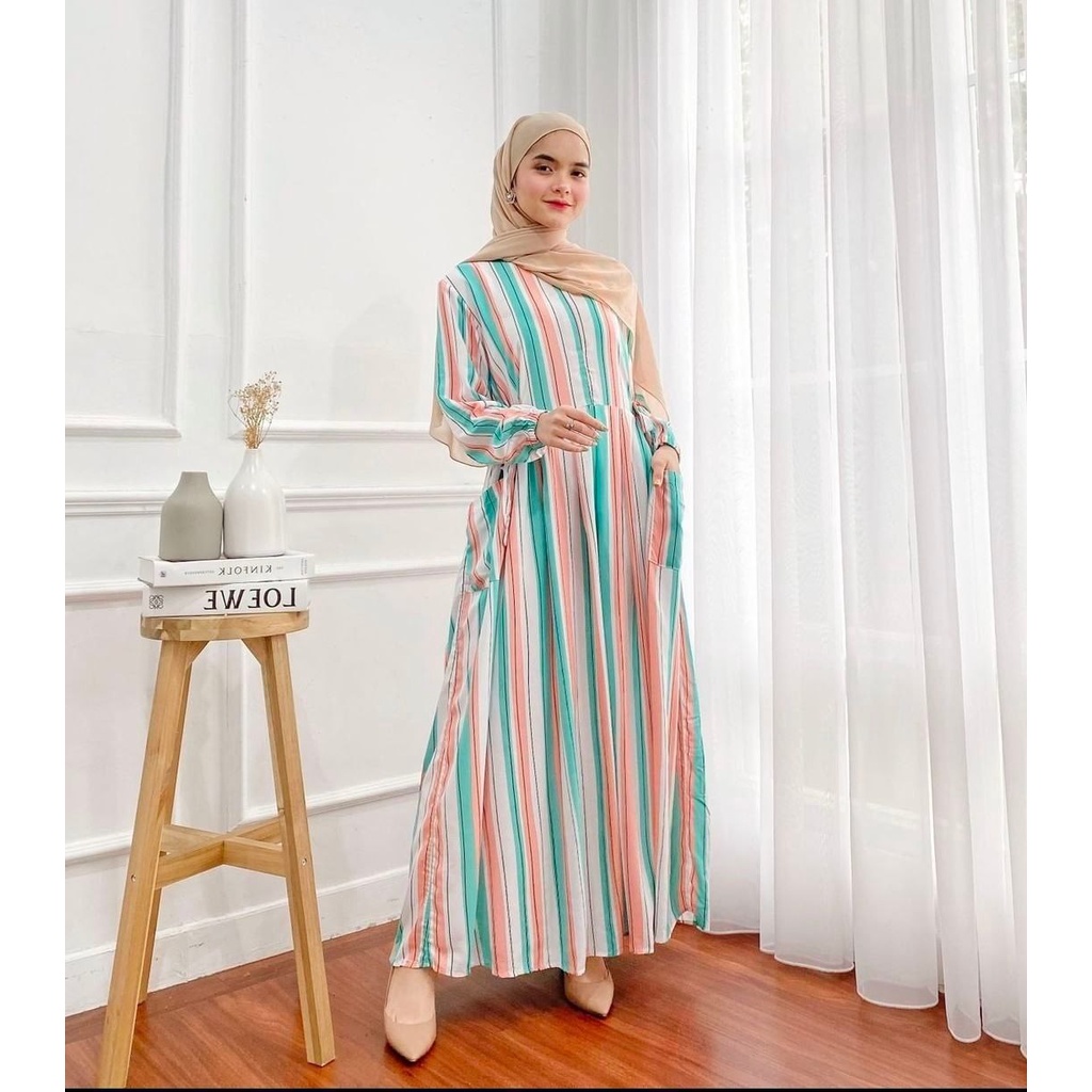 Milea Gamis Terbaru Rayon Premium Dress Wanita Lengan Panjang Baju Wanita Kekinian LD 110 cm