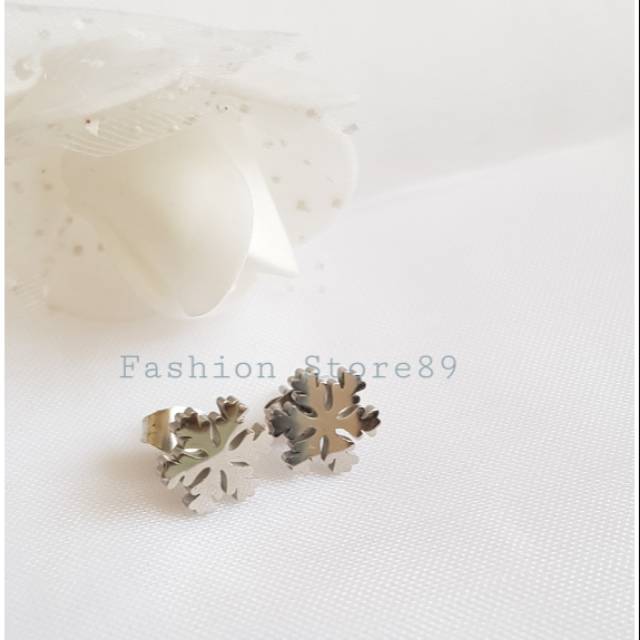 Anting Tusuk Snow import titanium white Antikarat anak dan dewasa 1pasang