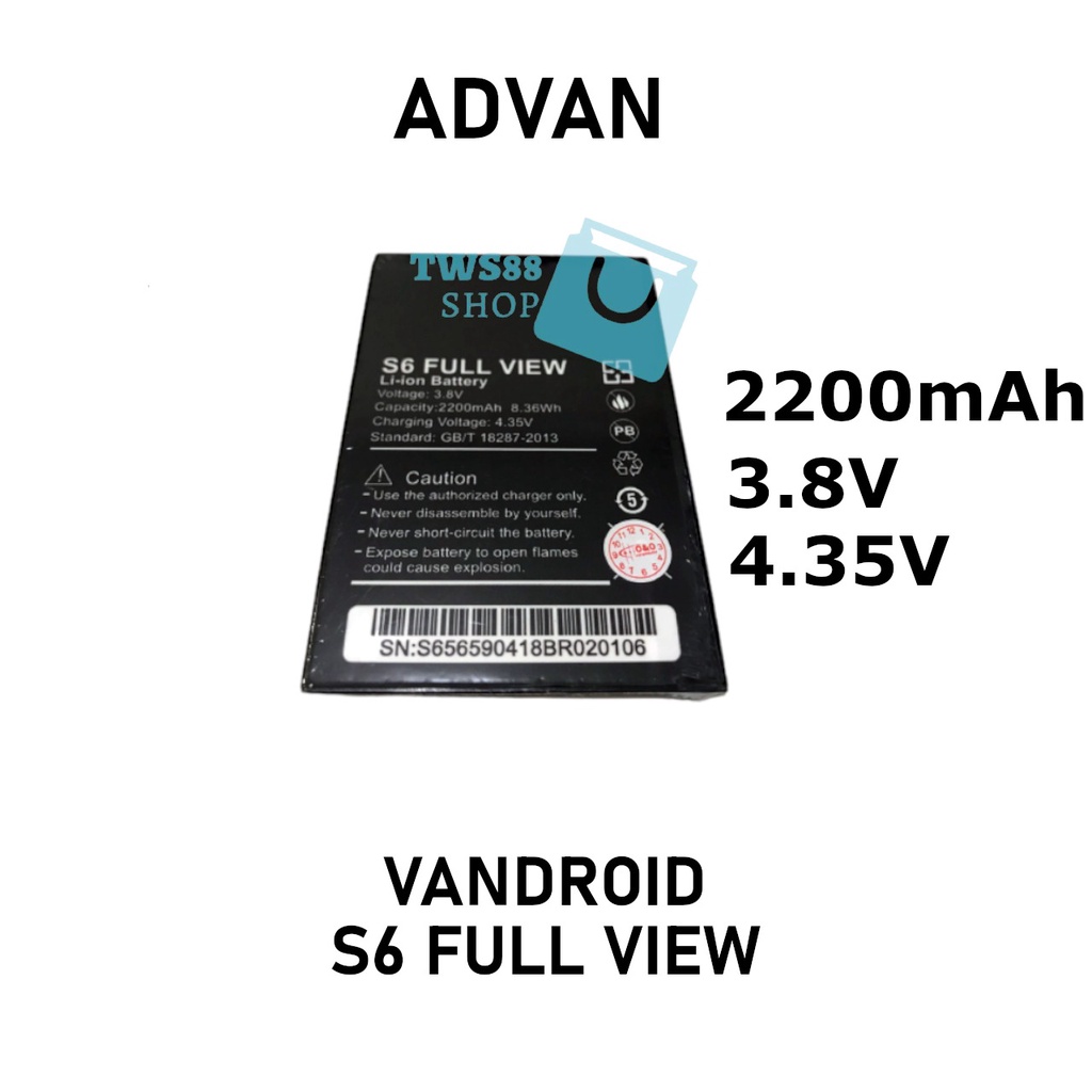 (TWS) Baterai batre battery betere Original Advan S6 Fullview