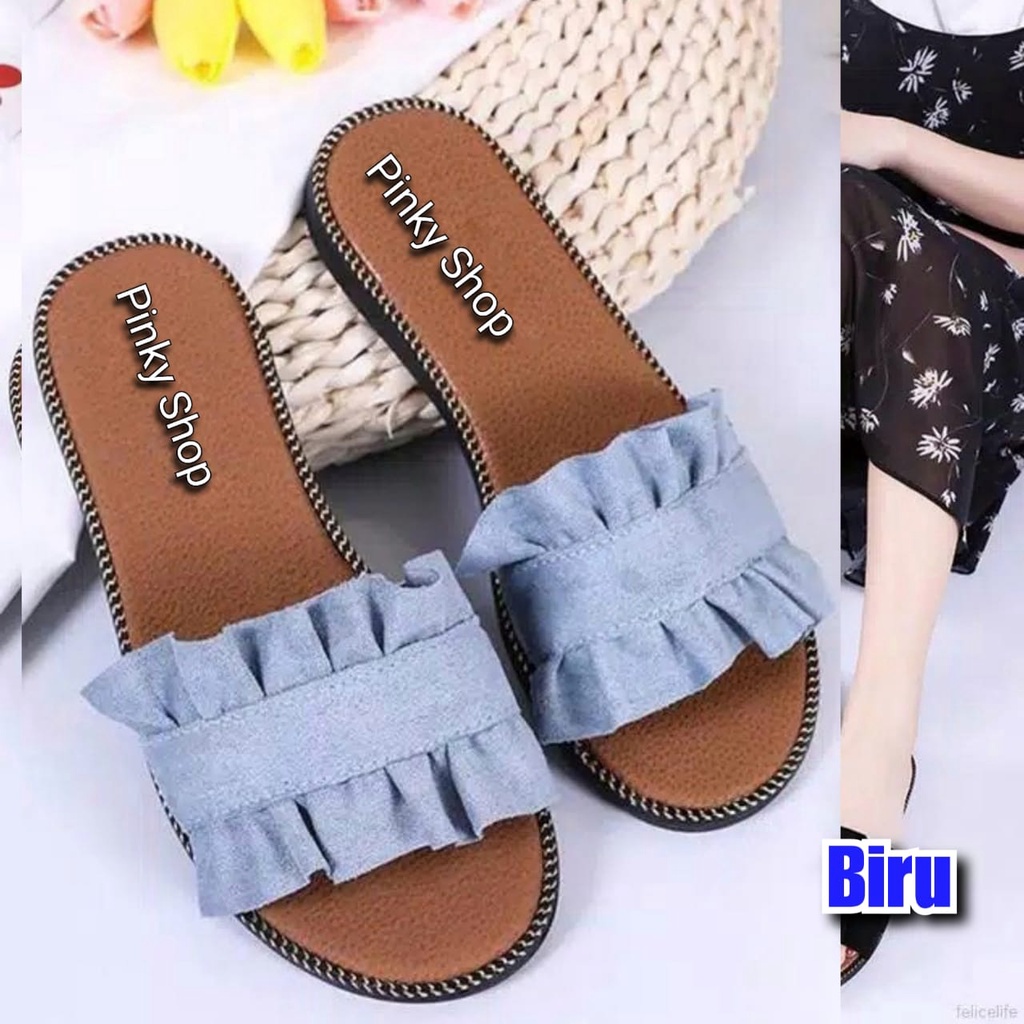 PROMO!!! SANDAL TEPLEK WANITA KERUT PNK CASUAL