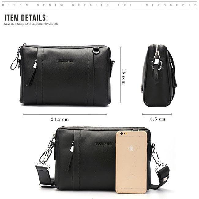 Tas Selempang / Clutch Bag Kulit Asli Bison Denim ( BISON - B555MB )