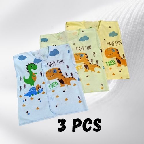 [3 pcs] Baju Atasan Bayi Motif Model Tangan Pendek