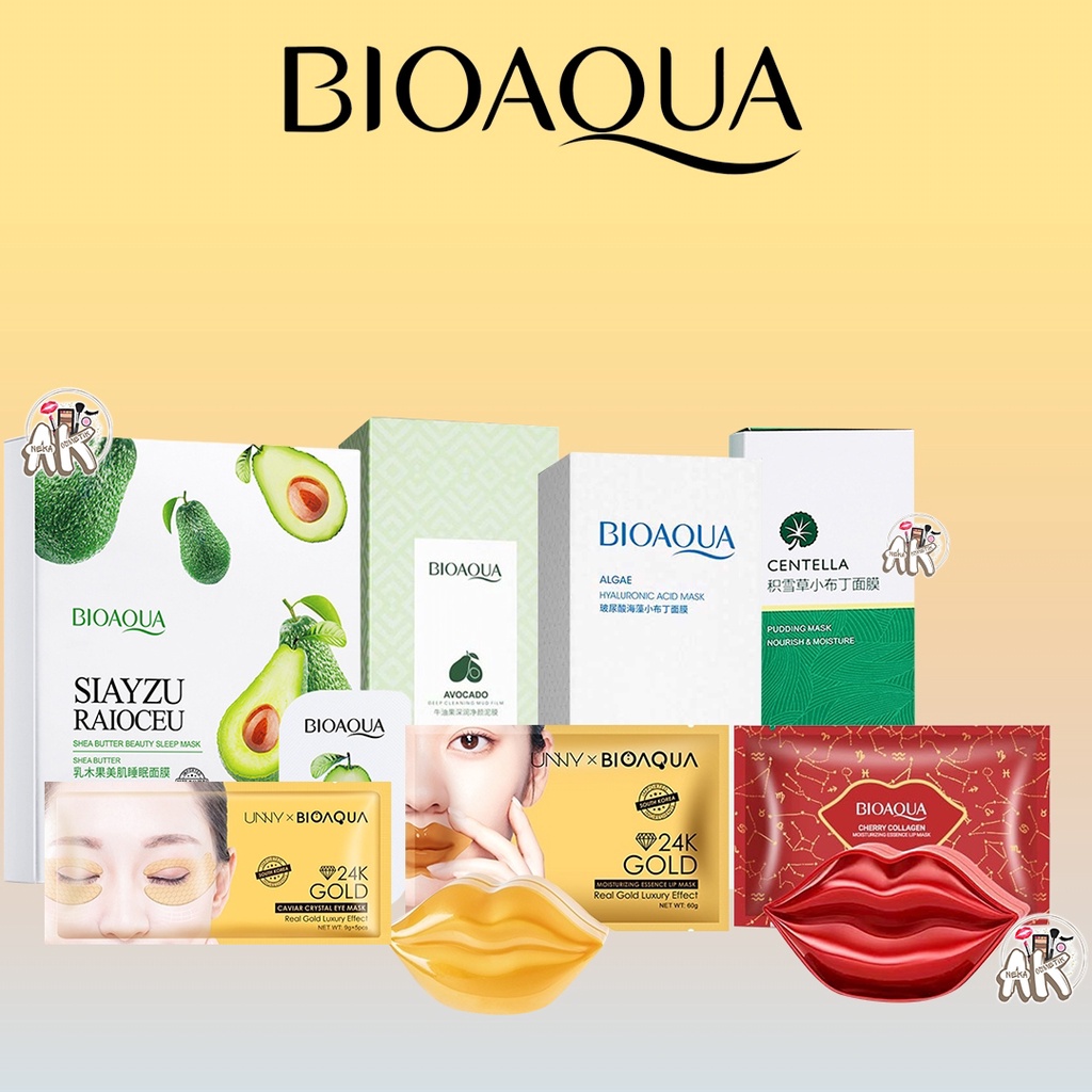 BIOAQUA PUDDING MASKER MASK MUD SERIES  ( CENTELA / AVOCADO / ALGAE ) ISI 8 / SLEEPING MASK / EYEMASK LIP MASK ESSENCE MOISTURIZING CHEERY &amp; 24K GOLD