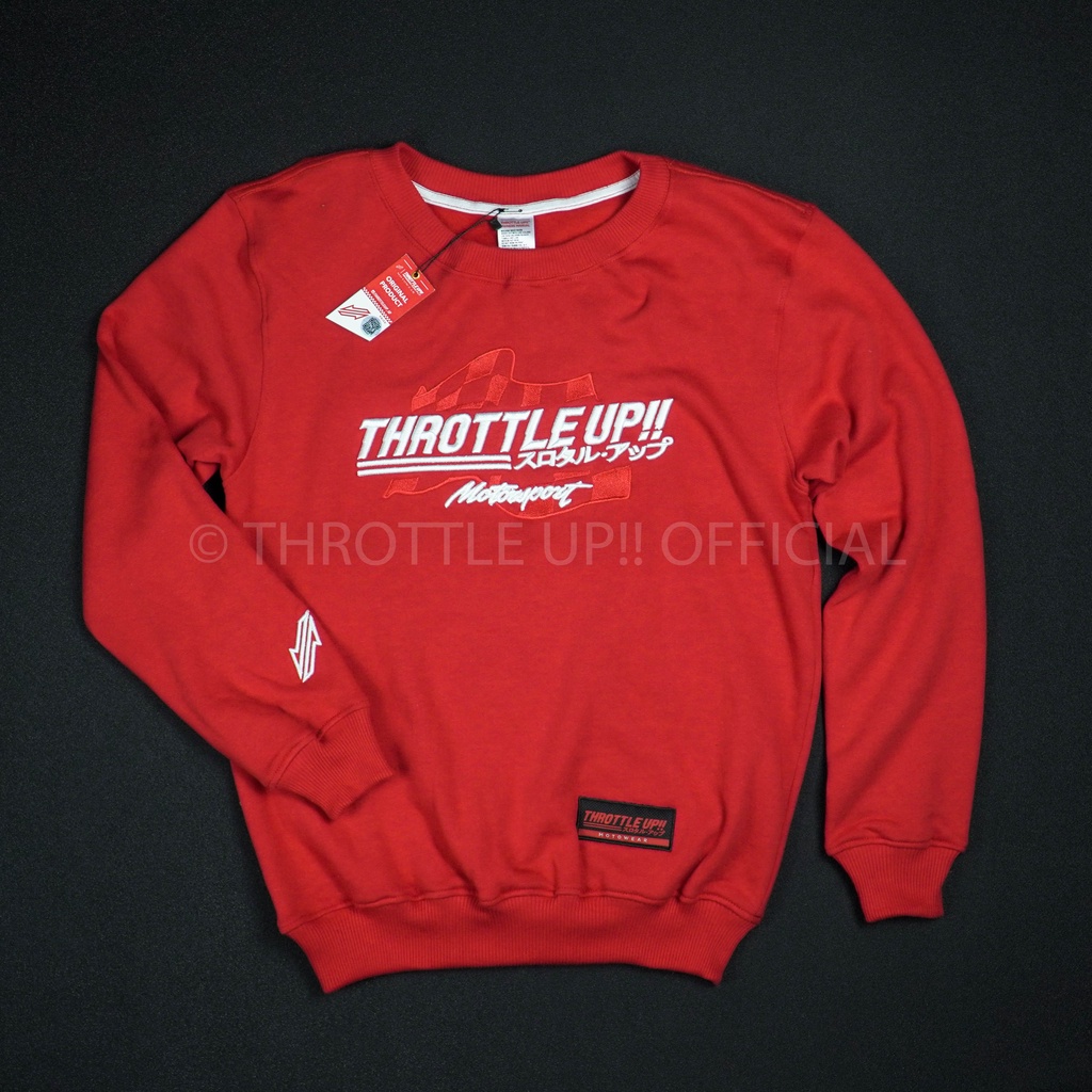 crew neck Sweater MERAH  - THROTTLE UP!! ORIGINAL