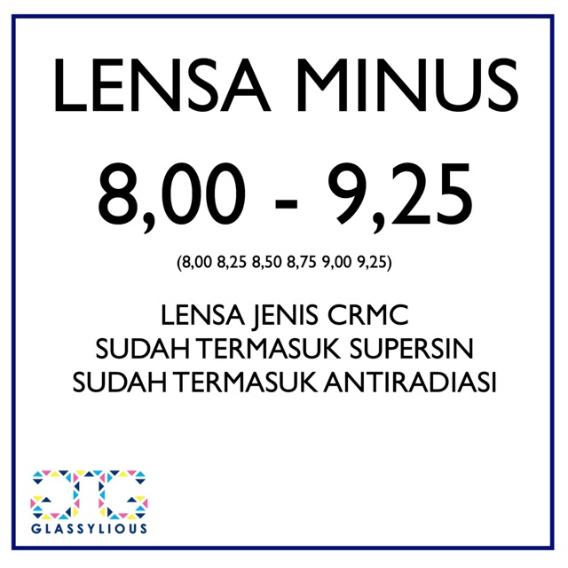 lensa minus 8,00 sampai 9,25